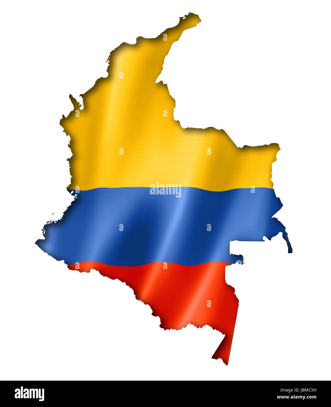 Colombia flag map, three dimensional render, isolated on white Stock Photo