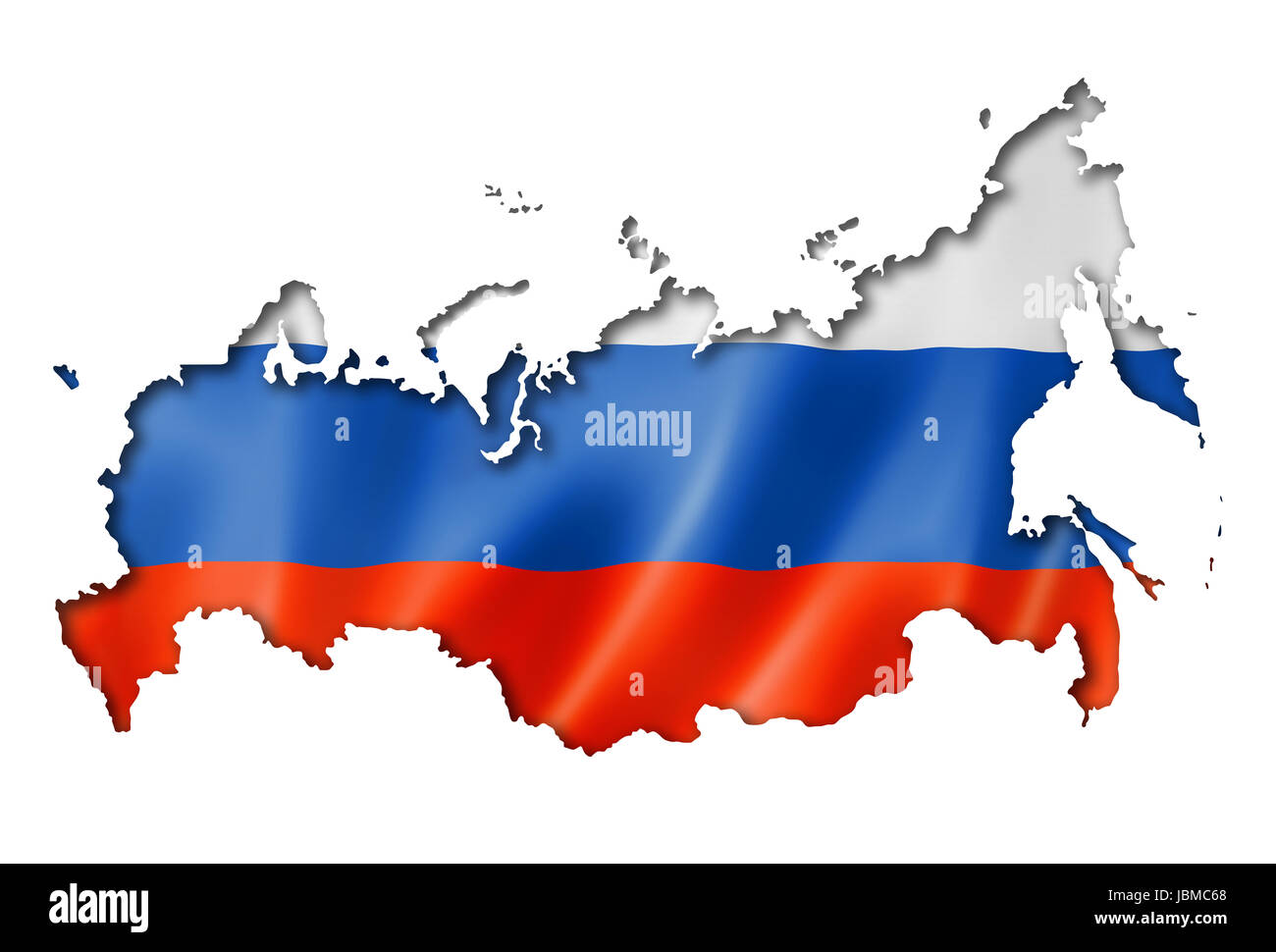 Russia Flag Map Three Dimensional Render Isolated On White Stock 