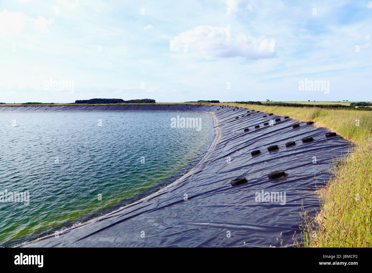 agricultural reservoir, man made, water supply for agriculture, Norfolk, England, crop irrigation, UK, reservoirs Stock Photo