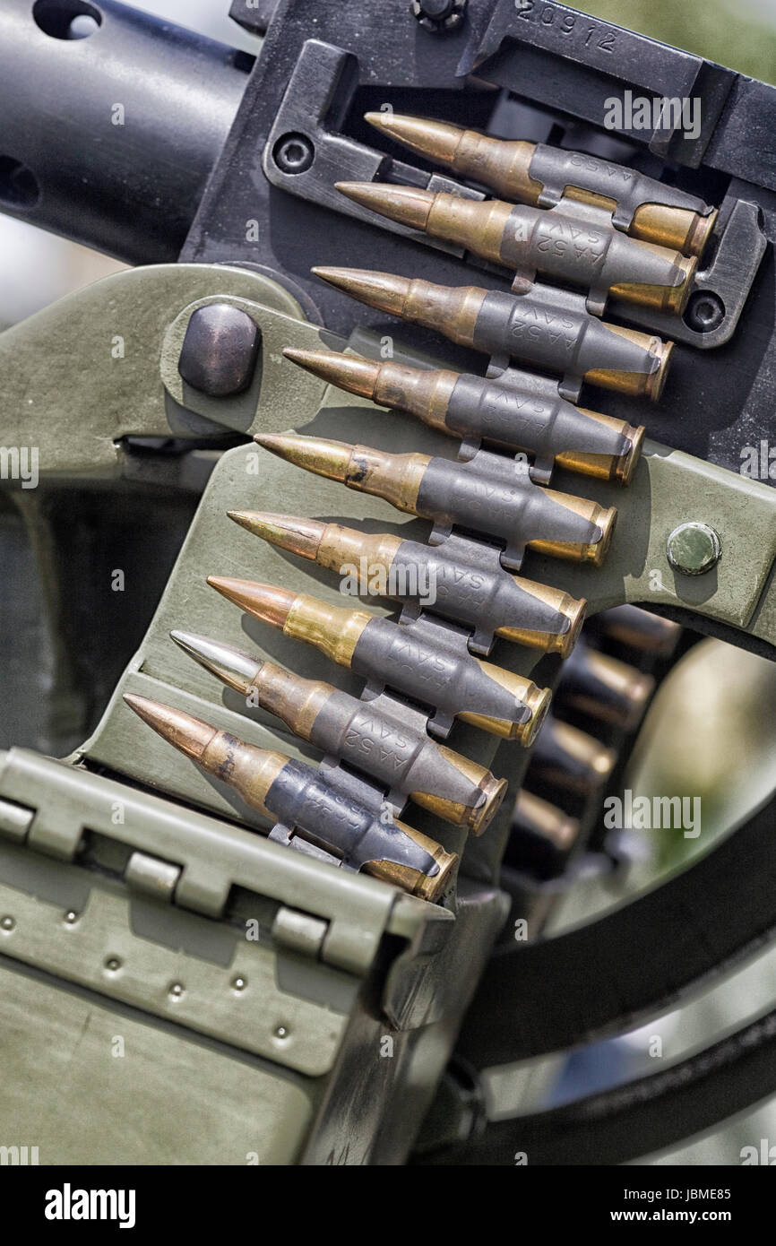 world war 11 reenactment, Machine gun bullet belt AA52 SAV Stock Photo