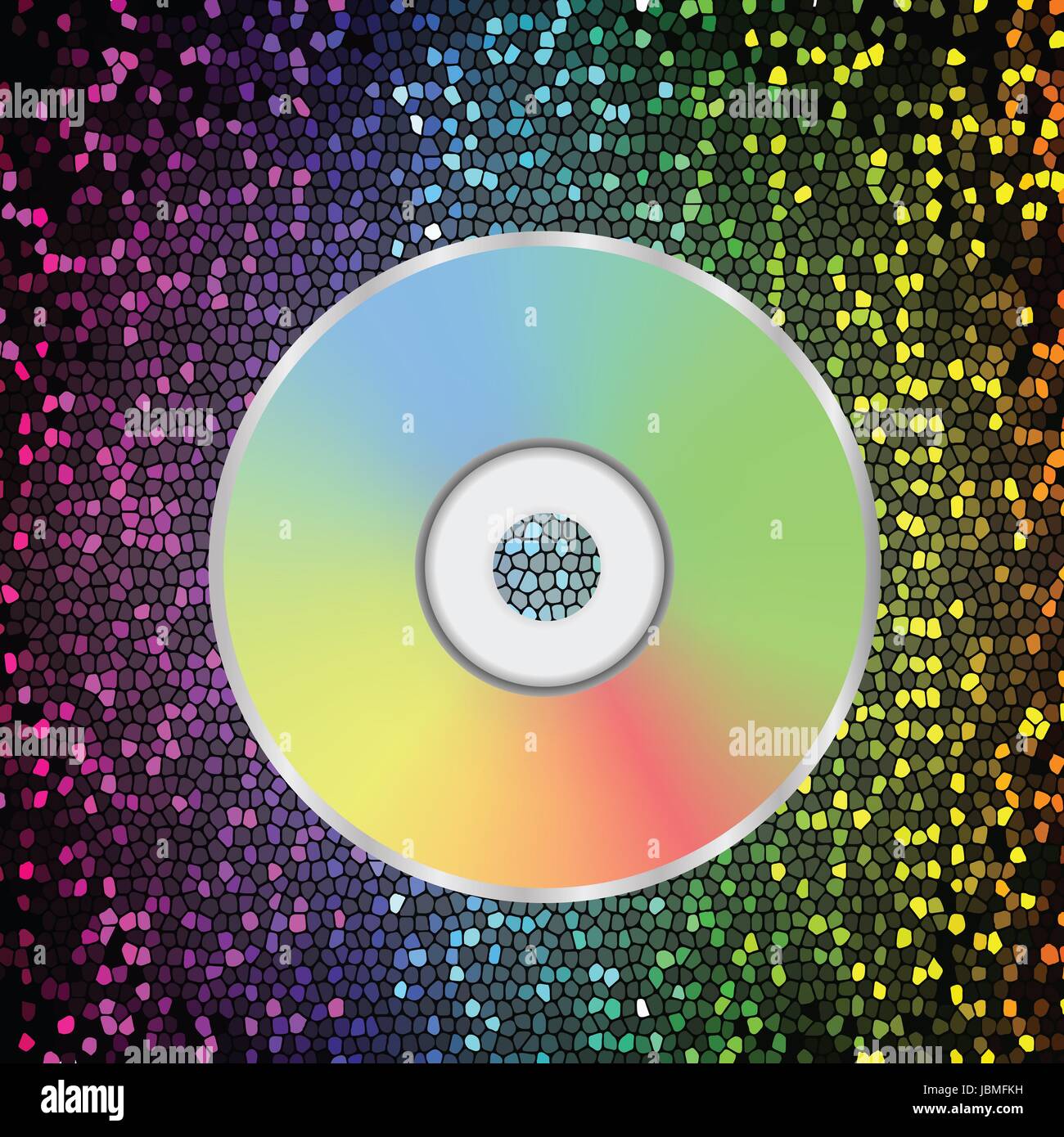 colorful illustration with compact disc icon on a varicolored background for your design Stock Photo