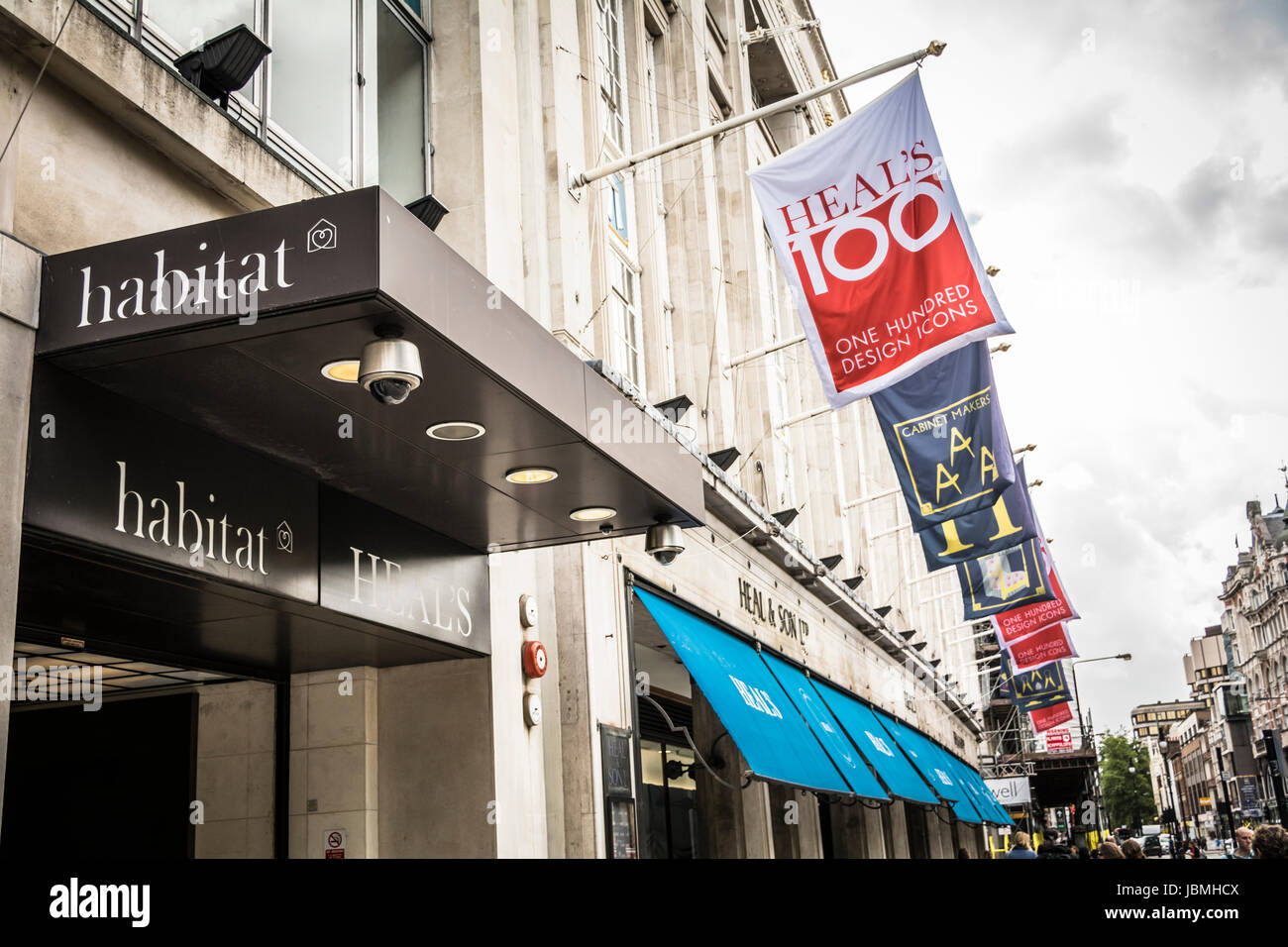 The entrance to Habitat and Heals on Tottenham Court Road, London, England, UK Stock Photo