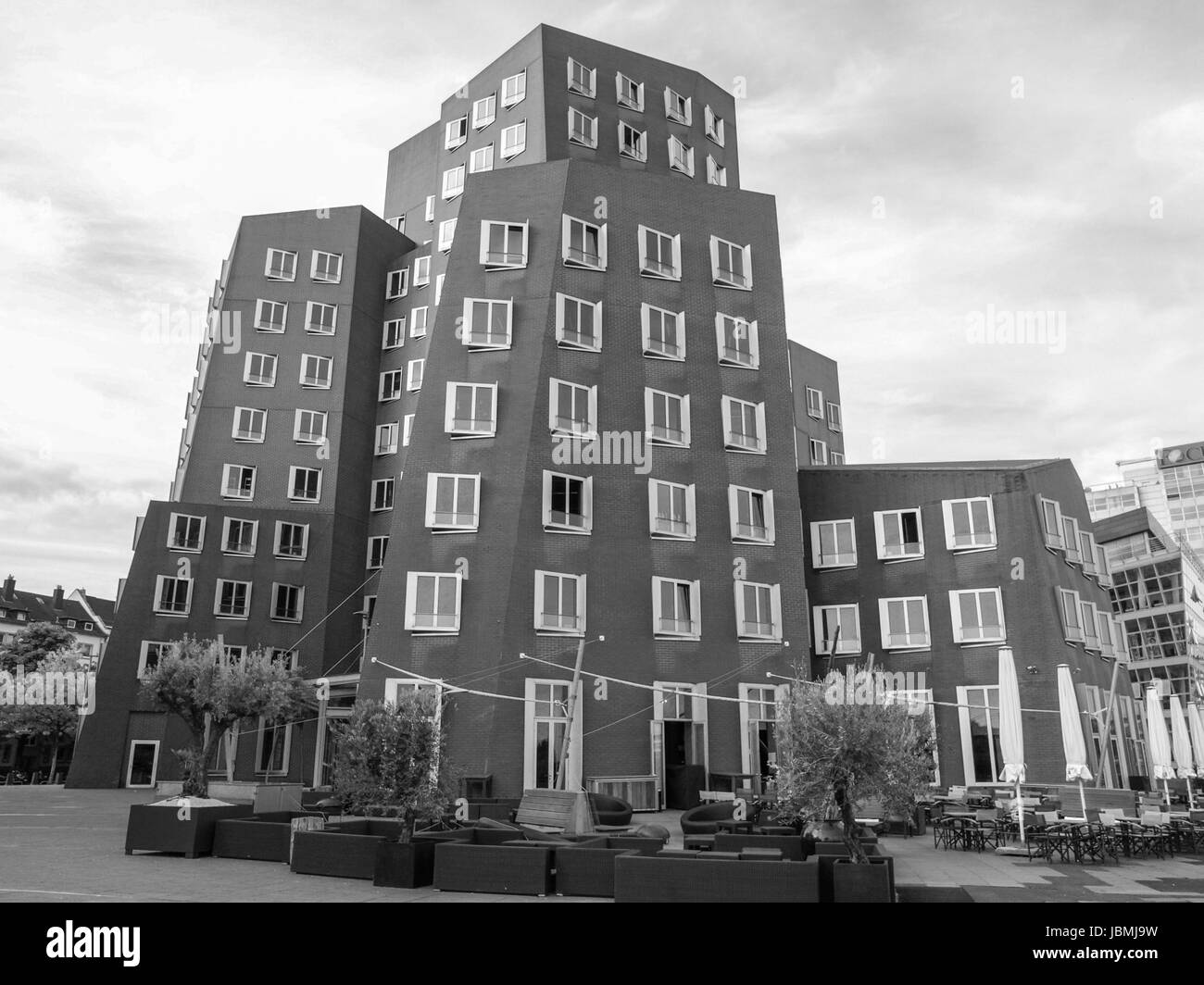 DUESSELDORF, GERMANY - AUGUST 3, 2009: The new Medienafen is a redevelopment area in the former docklands and harbour with buildings designed by Steven Holl, David Chipperfield and Frank O Gehry Stock Photo