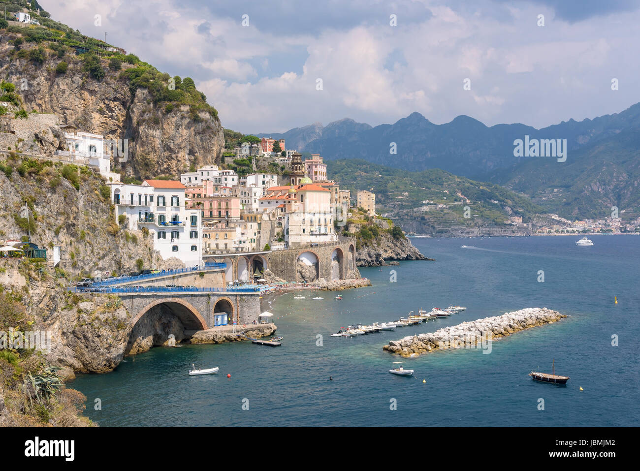 View of picturesque Atrani town on Amalfi coast, Campania, Italy Stock Photo