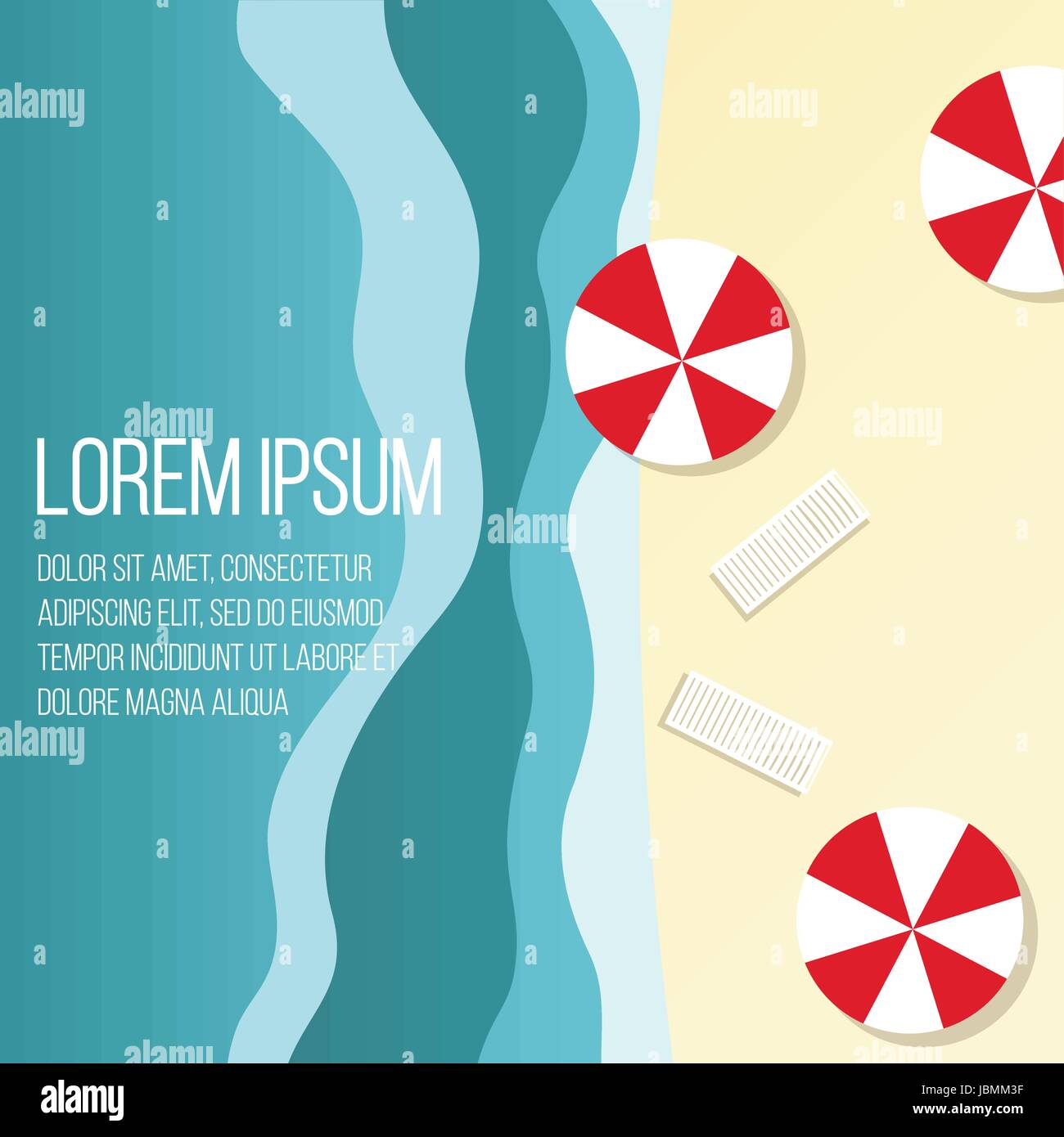 Summer beach holiday Vector illustration Summer beach in the seashore ...