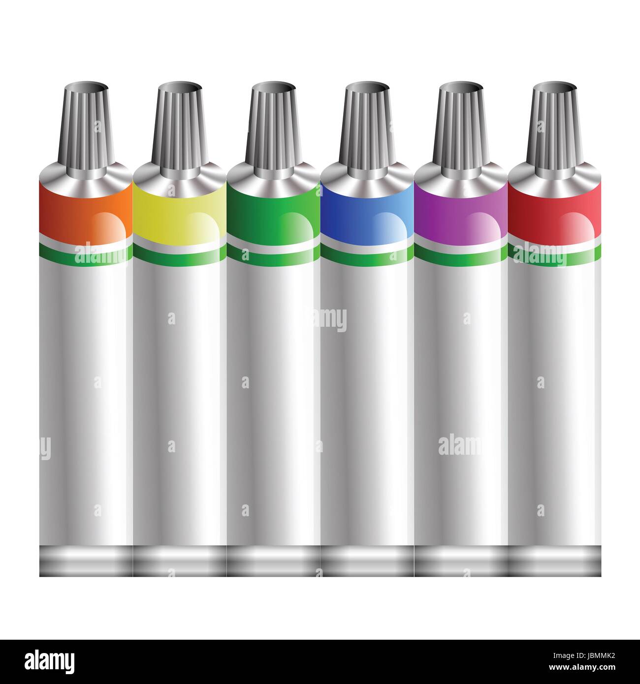 colorful illustration with tubes of paint on a white background for