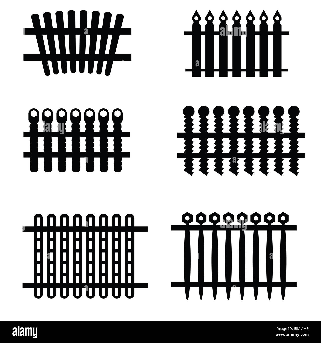 illustration with silhouettes of fences on a white background for your design Stock Photo