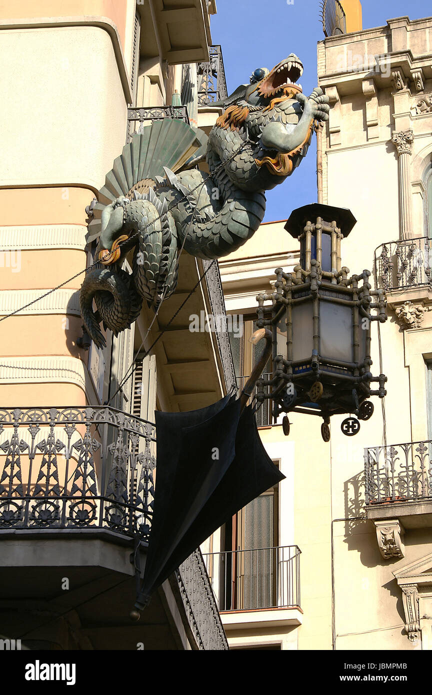 Detail of a Chinese Dragon at Casa Bruno Quadros in Barcelona, Catalonia, Spain Stock Photo
