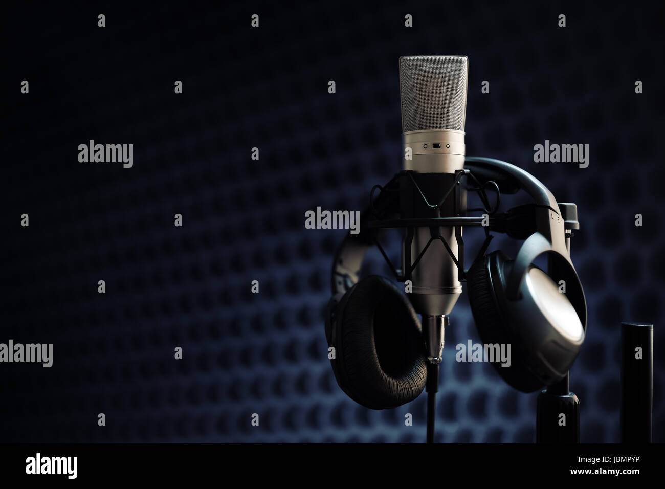 studio microphone and headphones