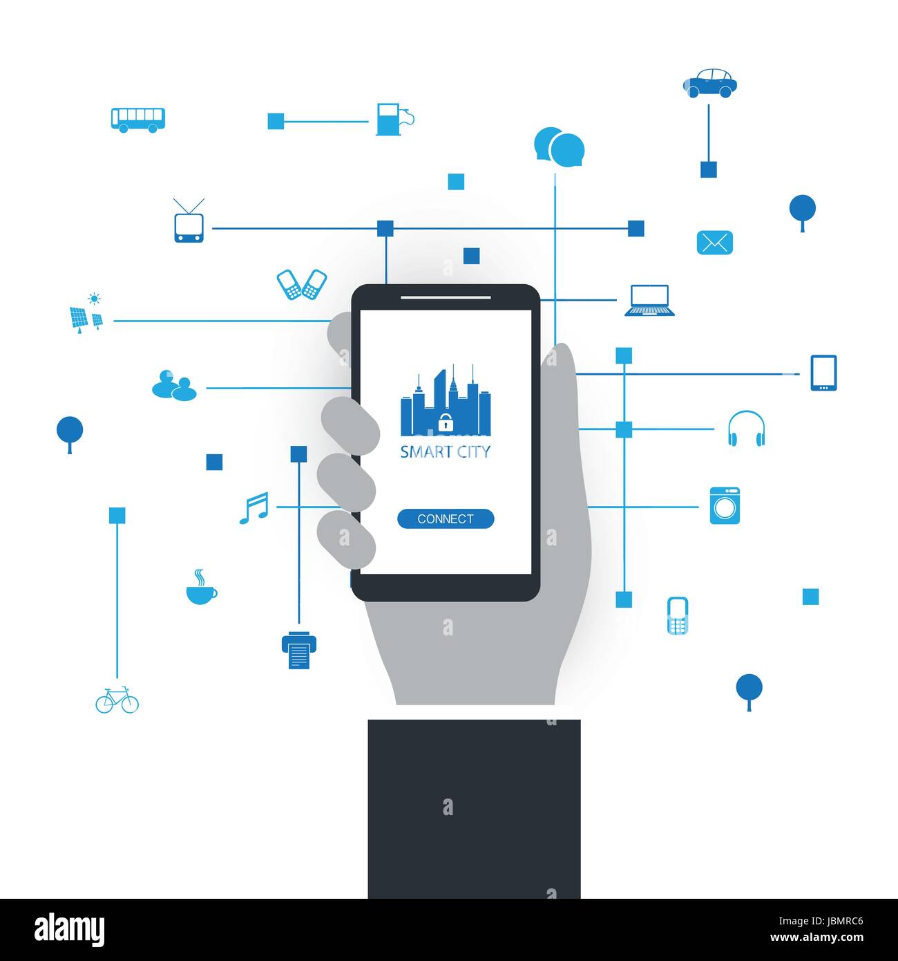 Smart City, Cloud Computing Design Concept with Icons - Digital Network ...