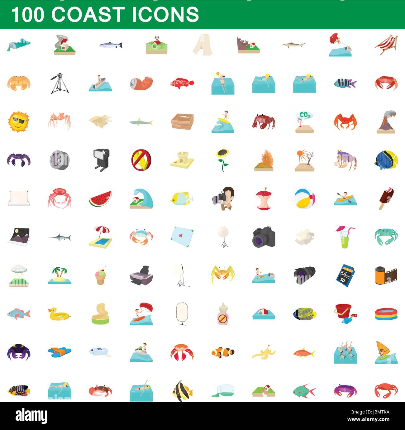 100 coast icons set, cartoon style Stock Vector Image & Art - Alamy