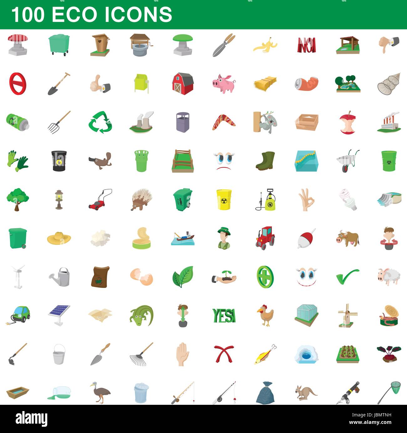 100 eco icons set, cartoon style Stock Vector Image & Art - Alamy