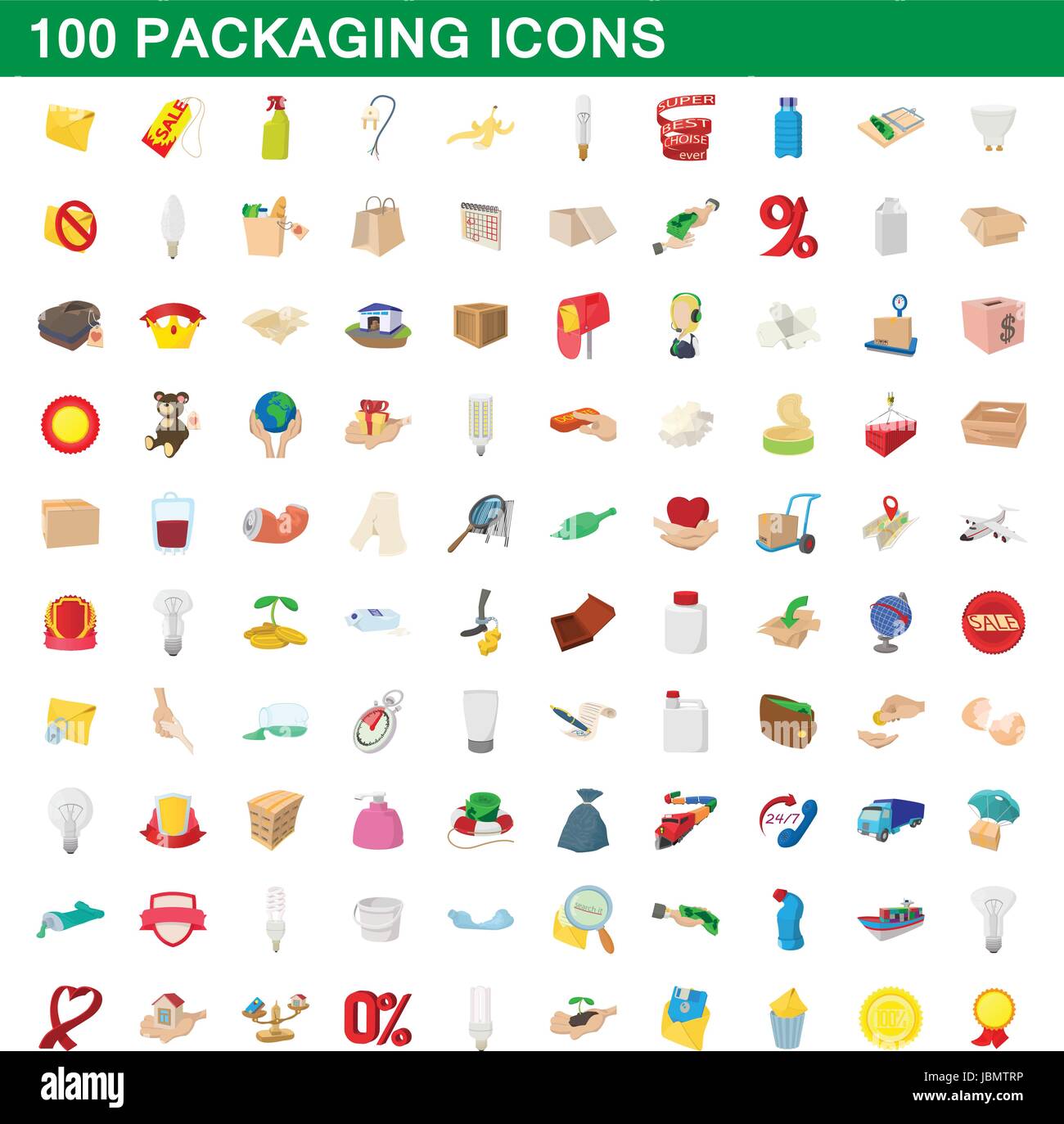 100 packaging icons set, cartoon style Stock Vector Image & Art - Alamy