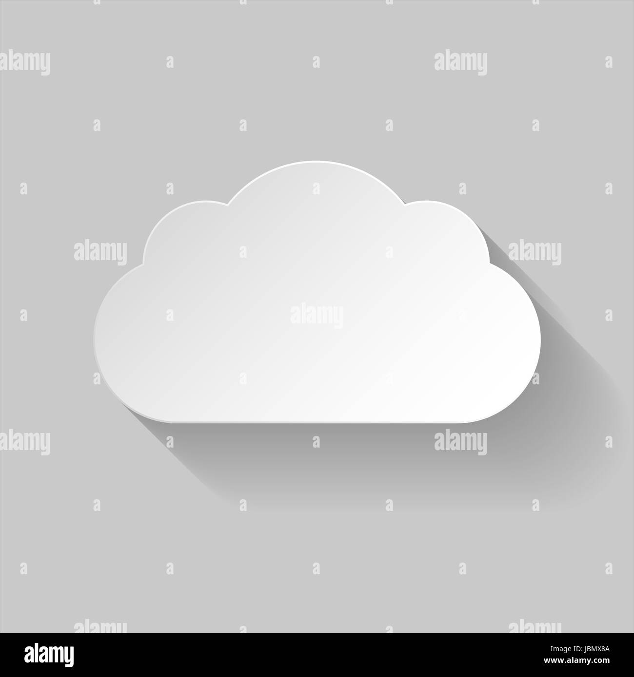 White paper cloud in flat style with long shadow on grey background ...