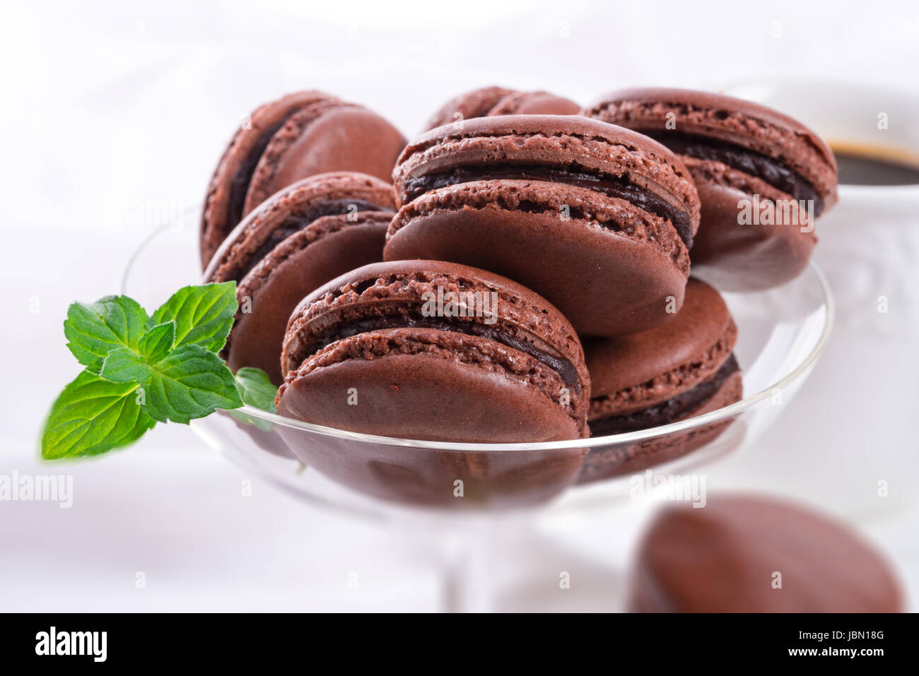 chocolate macarons with cardamom Stock Photo