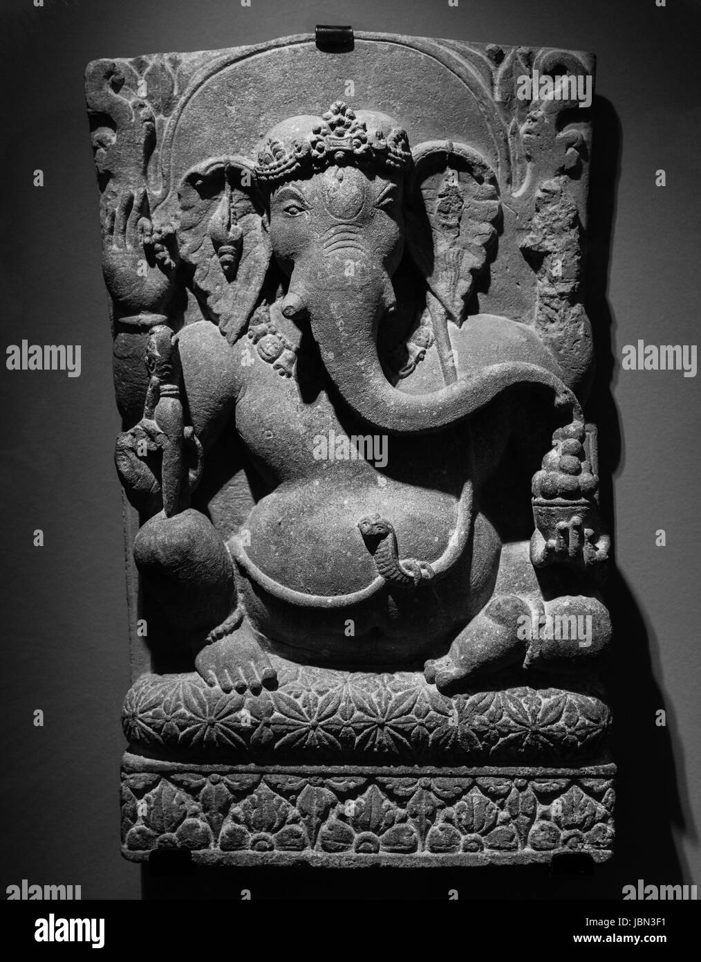 Detail of Ganesha statue, North India, 7-8 century A.D, sandstone Stock Photo