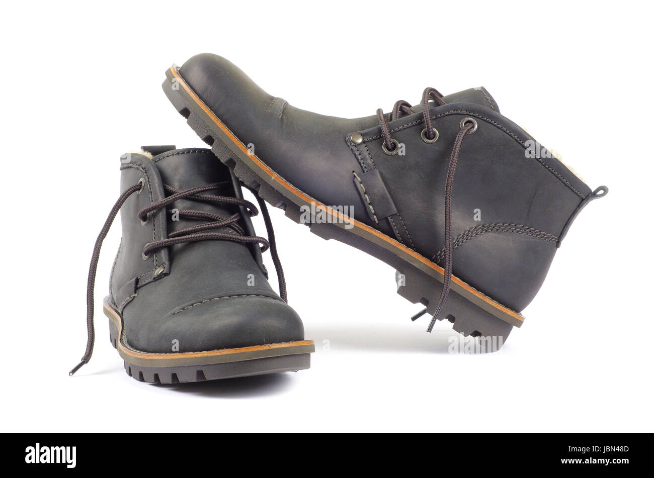 man's black shoes isolated on white background Stock Photo - Alamy