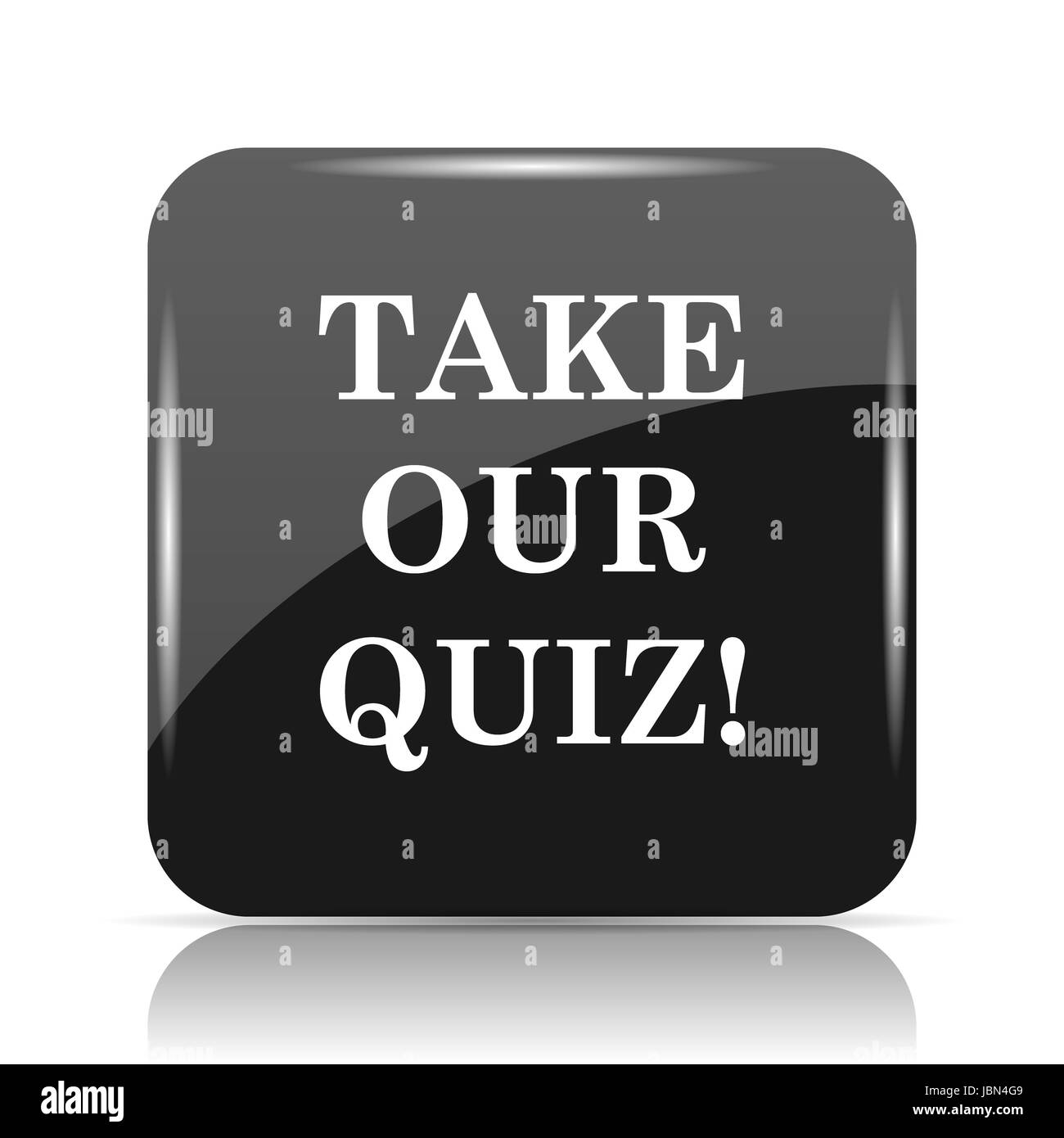 Take our quiz icon. Internet button on white background. Stock Photo