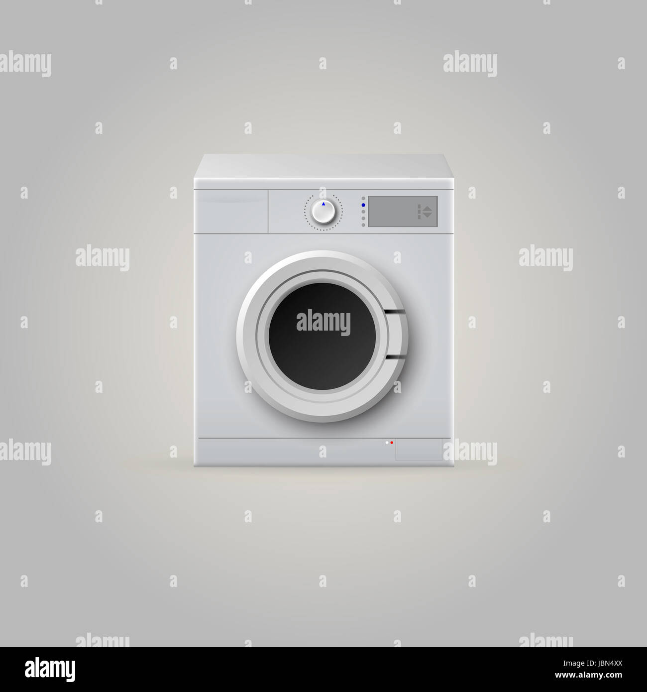 White washing machine with front door. Isolated vector illustration