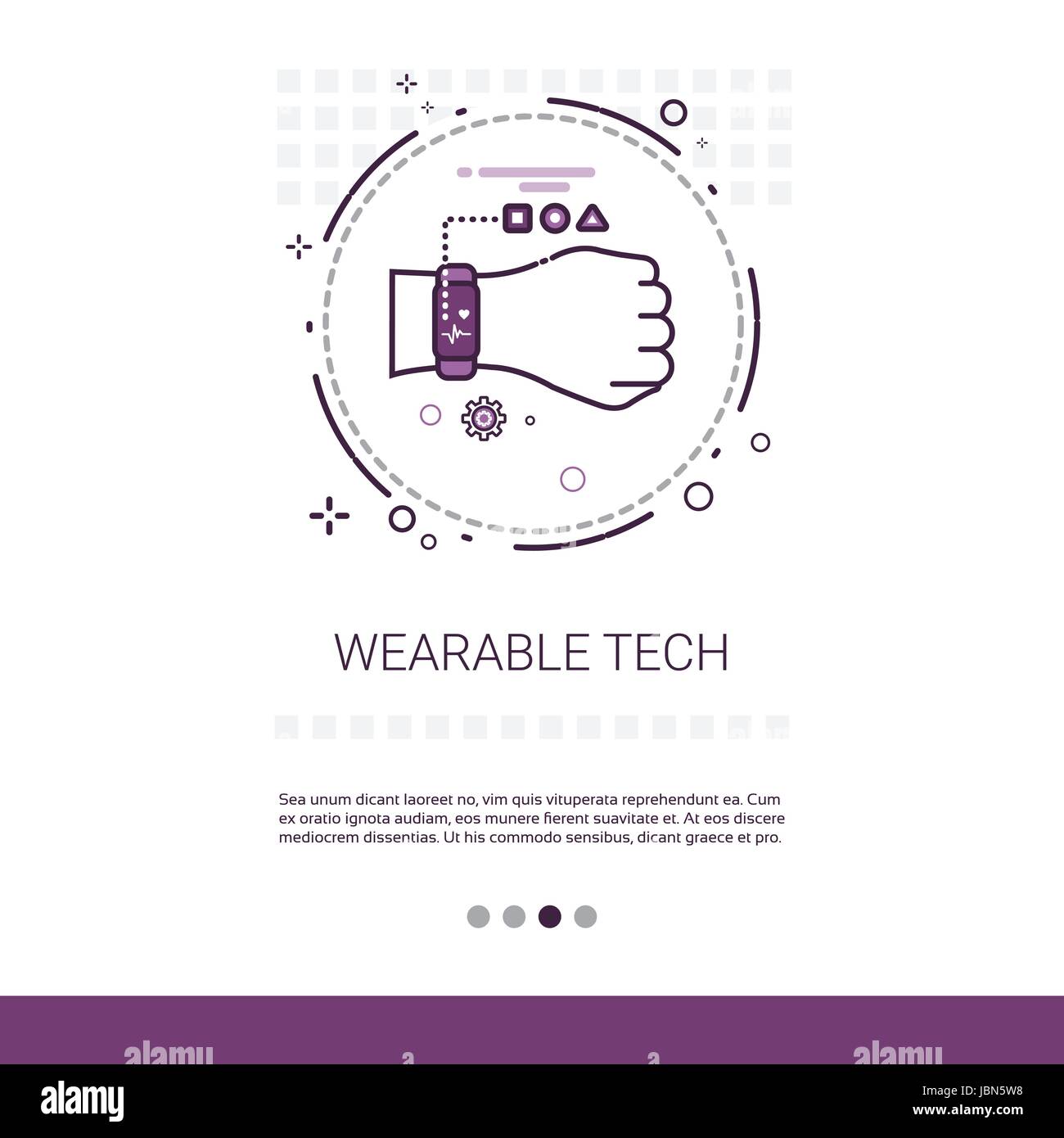 Wearable Tech Smart Watch Technology Electronic Device Web Banner With Copy Space Stock Vector