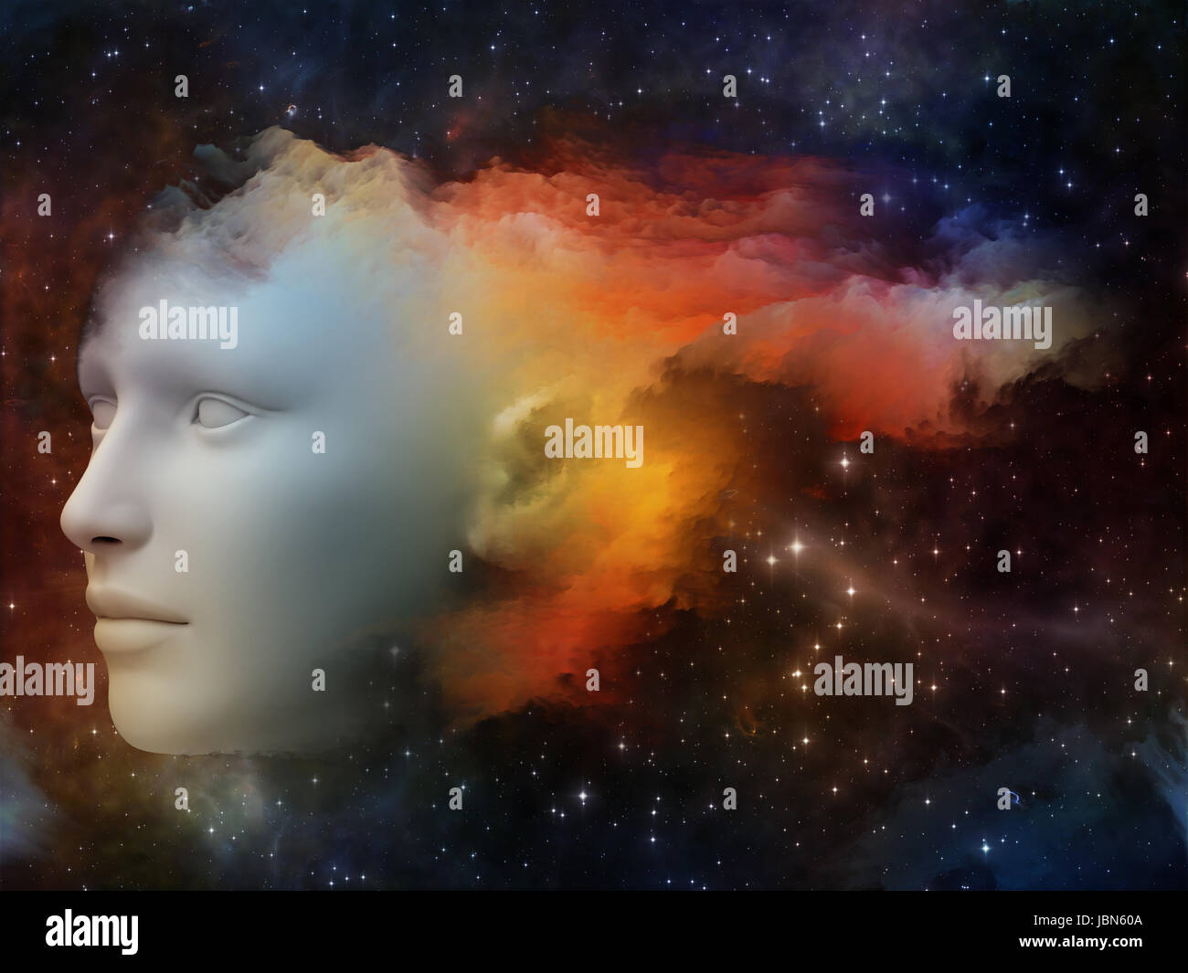 Colorful Mind series. Design composed of human head and fractal colors ...