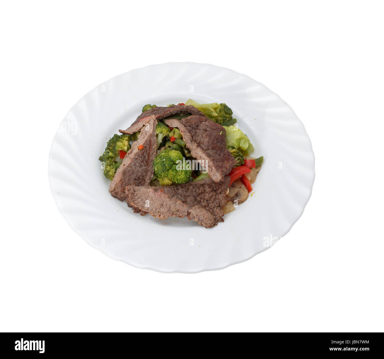 Beef Meat, Vegitables and green plants. Stock Photo