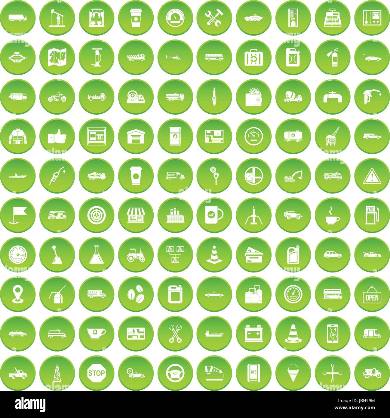 100 gas station icons set green circle isolated on white background ...