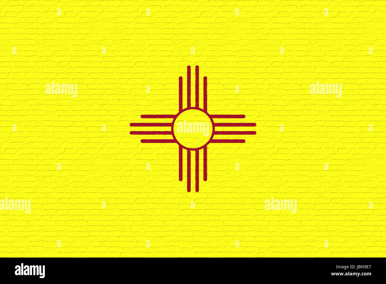 Illustration of the flag of New Mexico state in America looking like it is painted on a wall