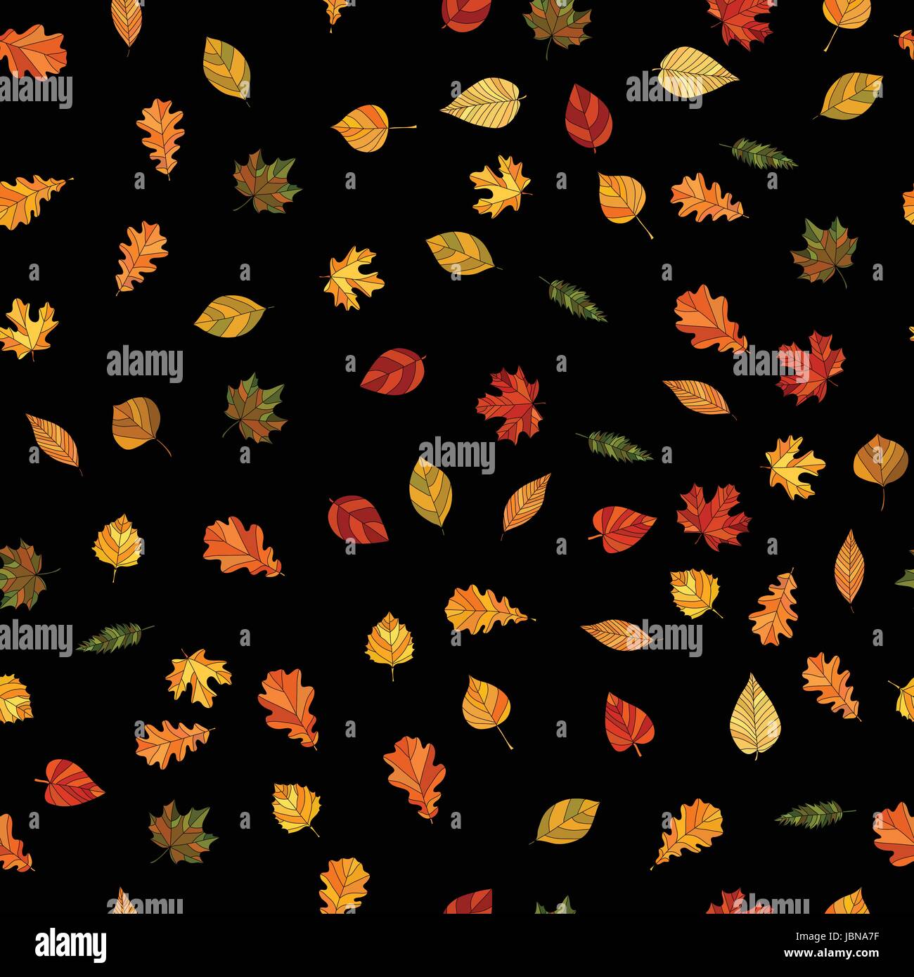abstract vector doodle autumn leaves seamless pattern Stock Vector ...
