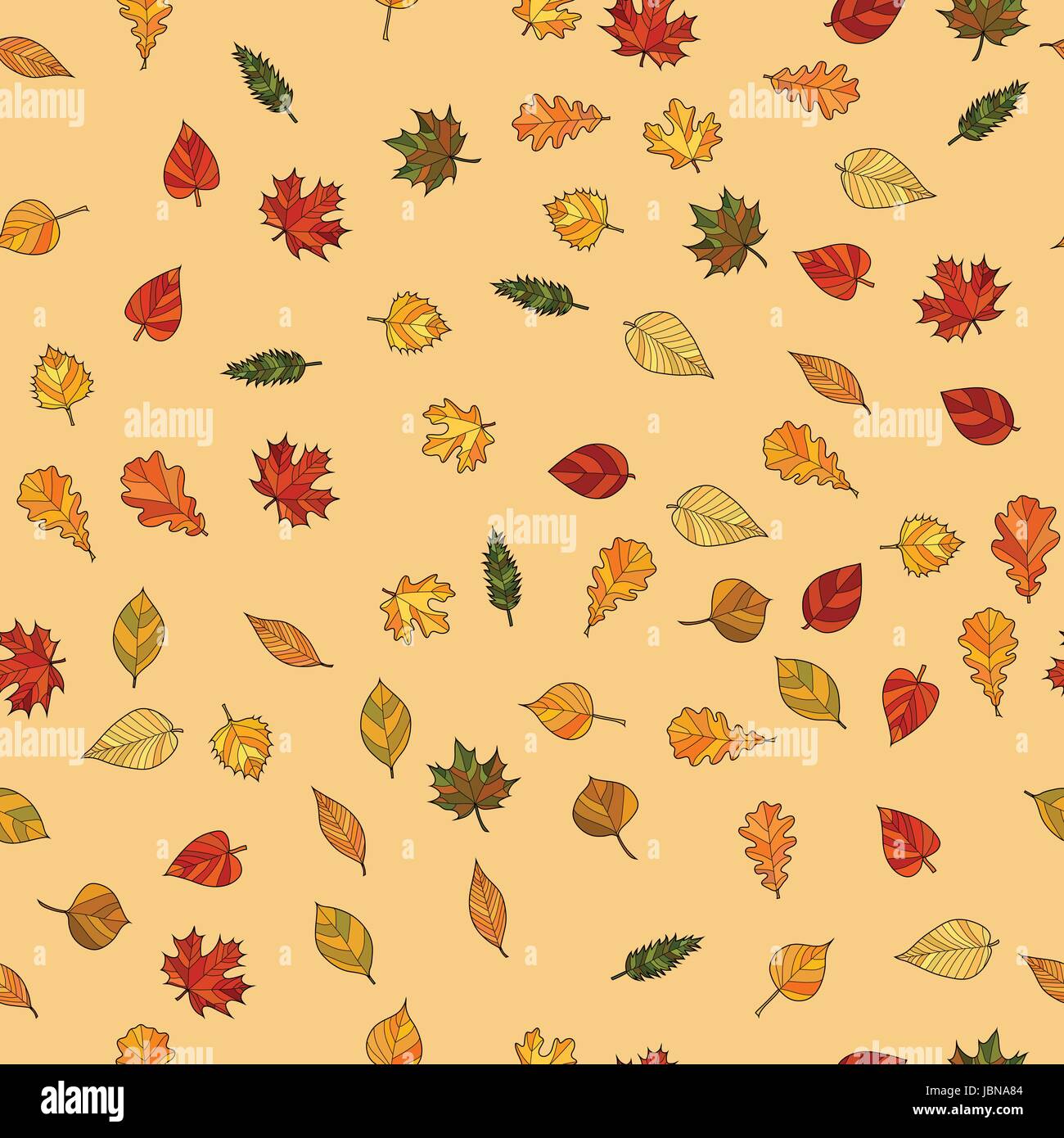 abstract vector doodle autumn leaves seamless pattern Stock Vector ...