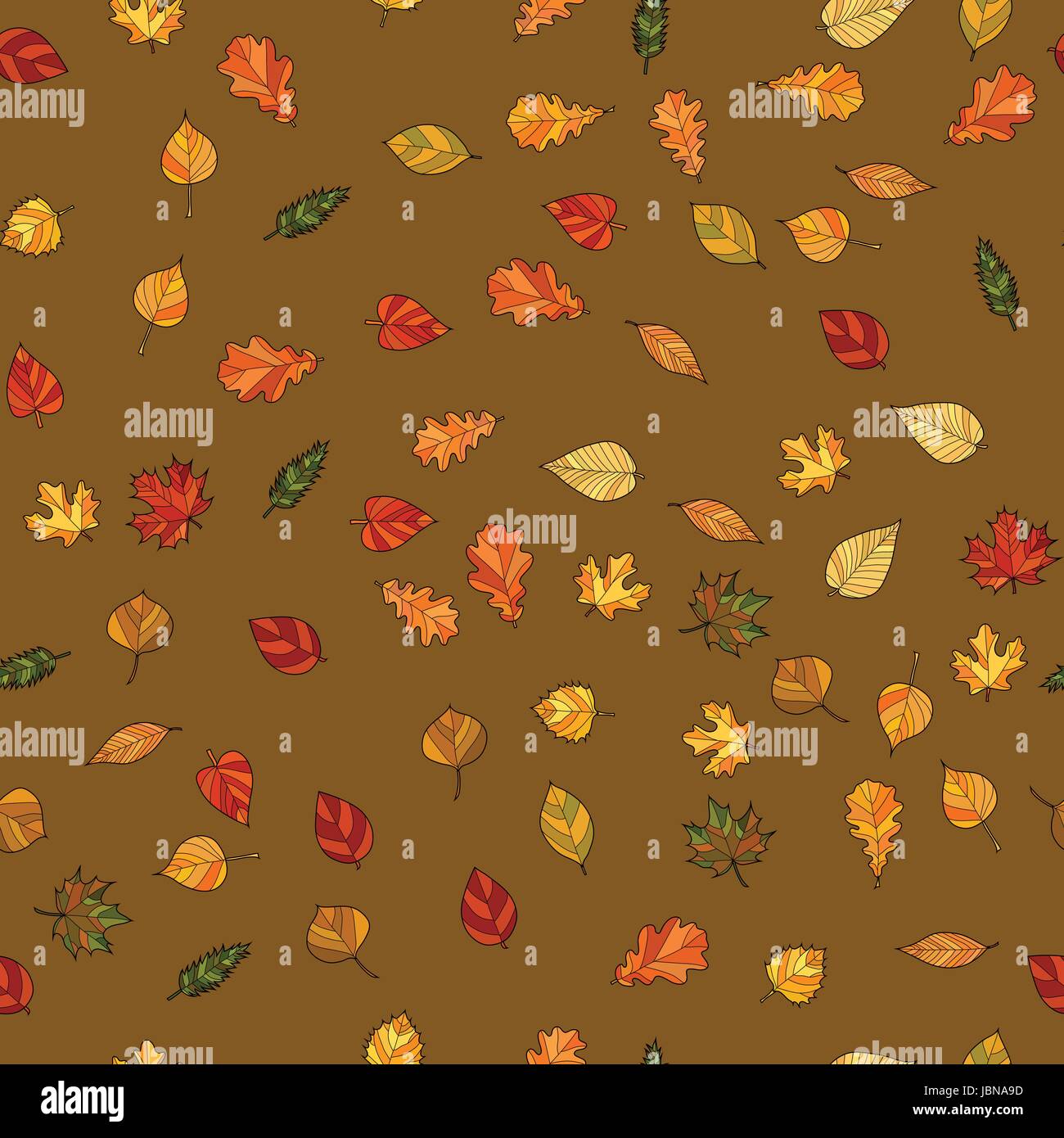 abstract vector doodle autumn leaves seamless pattern Stock Vector ...