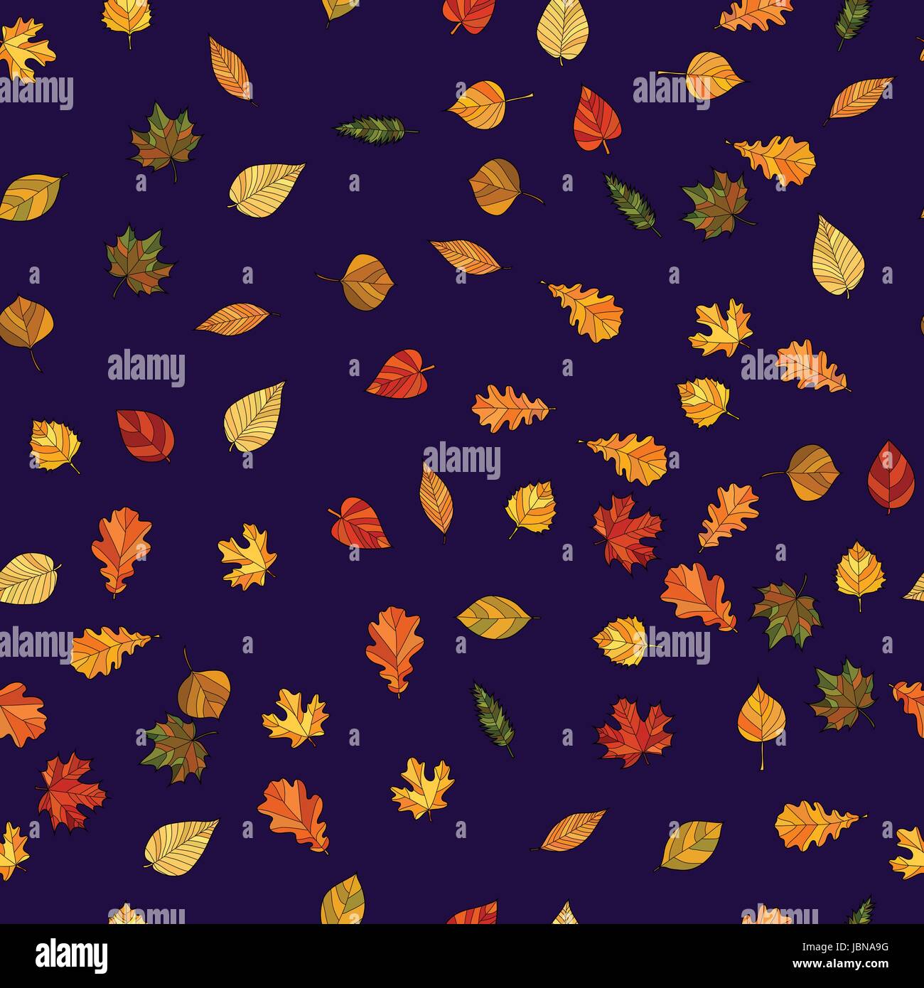 abstract vector doodle autumn leaves seamless pattern Stock Vector ...