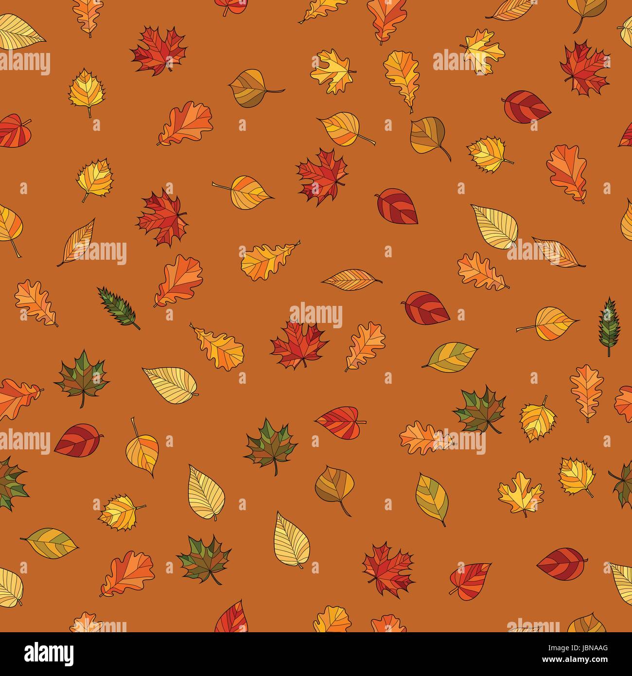 abstract vector doodle autumn leaves seamless pattern Stock Vector ...