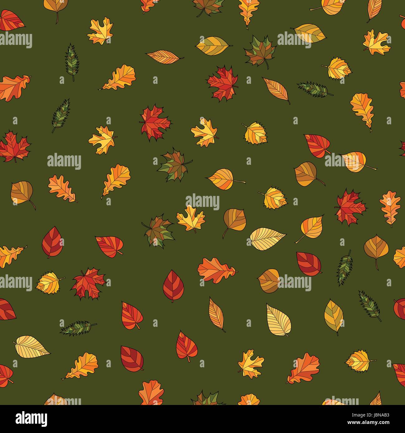 abstract vector doodle autumn leaves seamless pattern Stock Vector ...