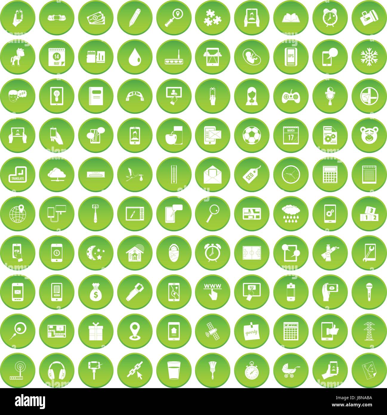 100 Mobile App Icons Set Green Circle Isolated On White Background Vector  Illustration Stock Vector Image & Art - Alamy