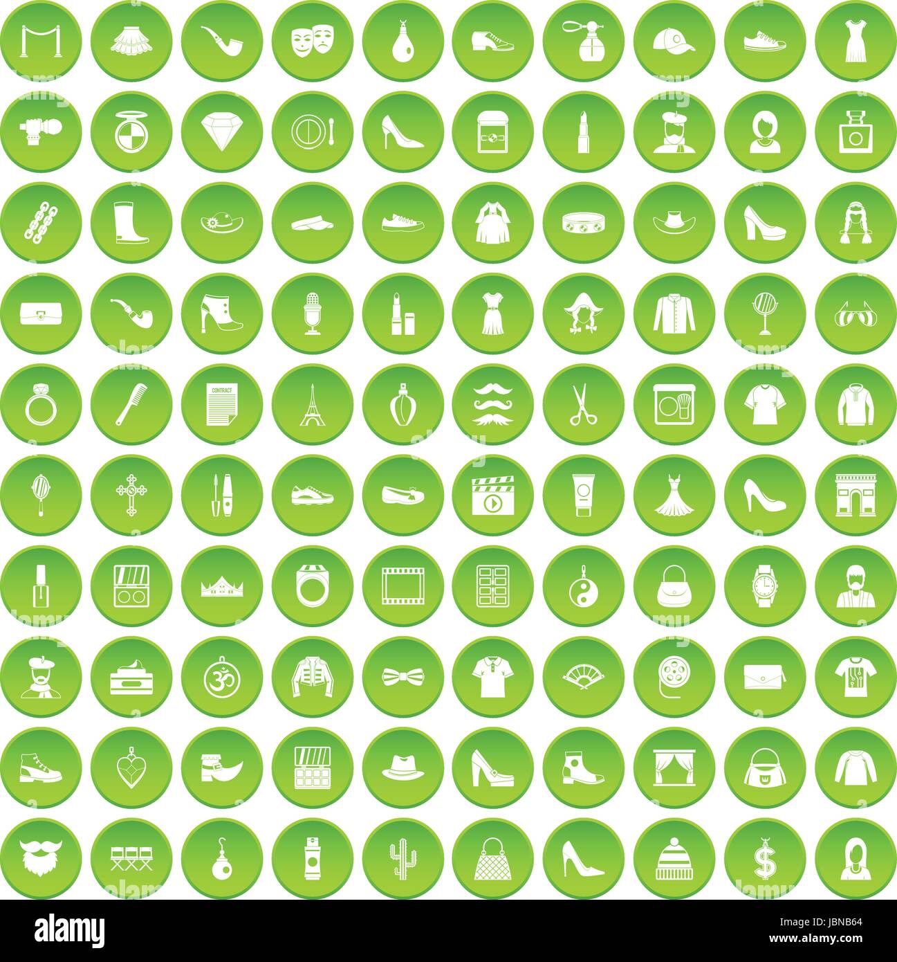 100 stylist icons set green circle isolated on white background vector ...