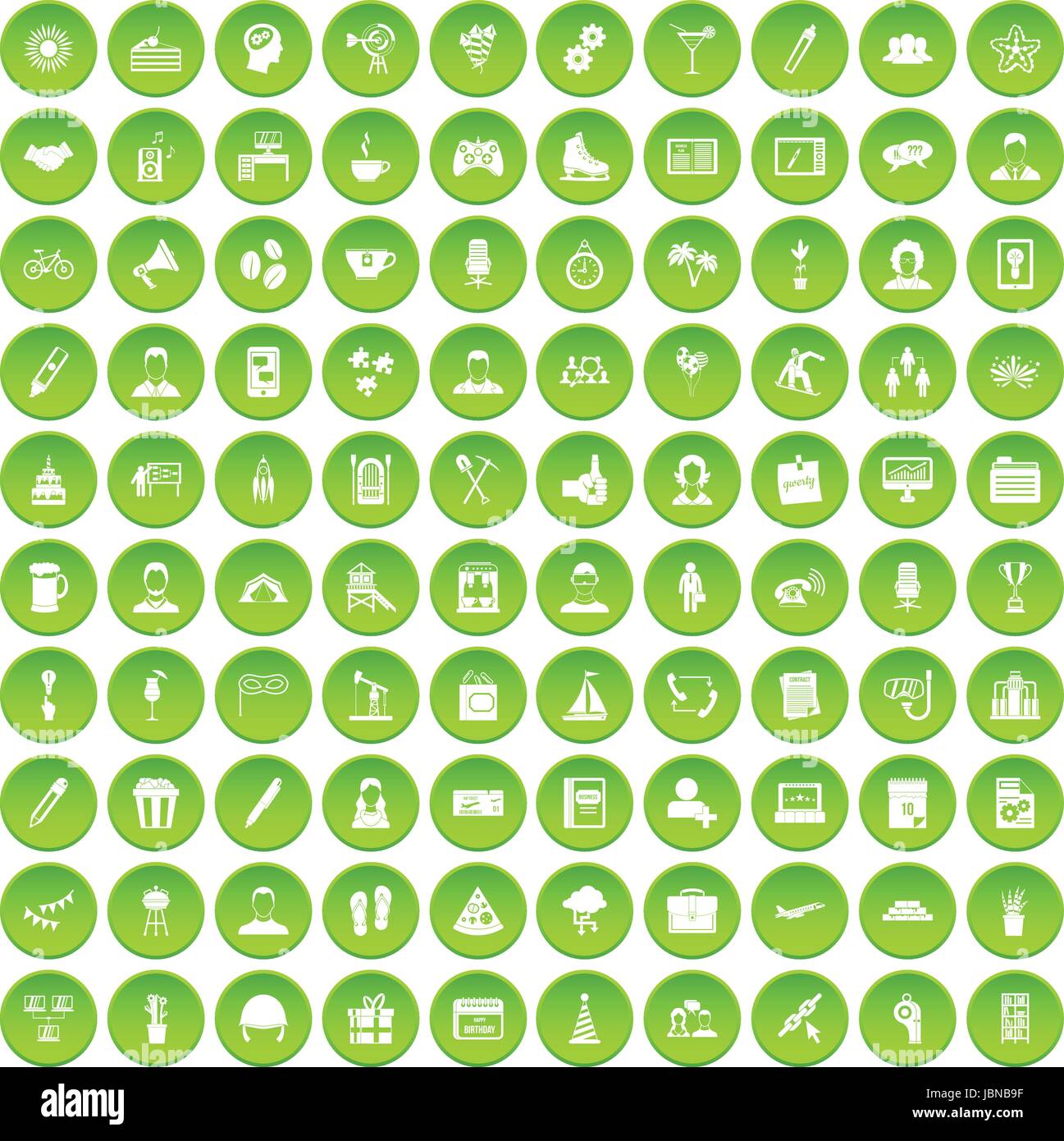 100 team building icons set green circle isolated on white background ...