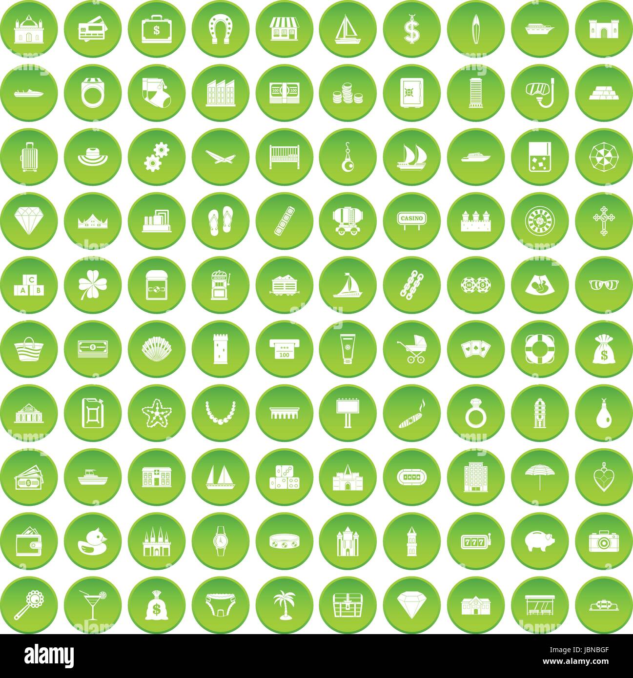 100 water sport icons set green circle isolated on white background ...