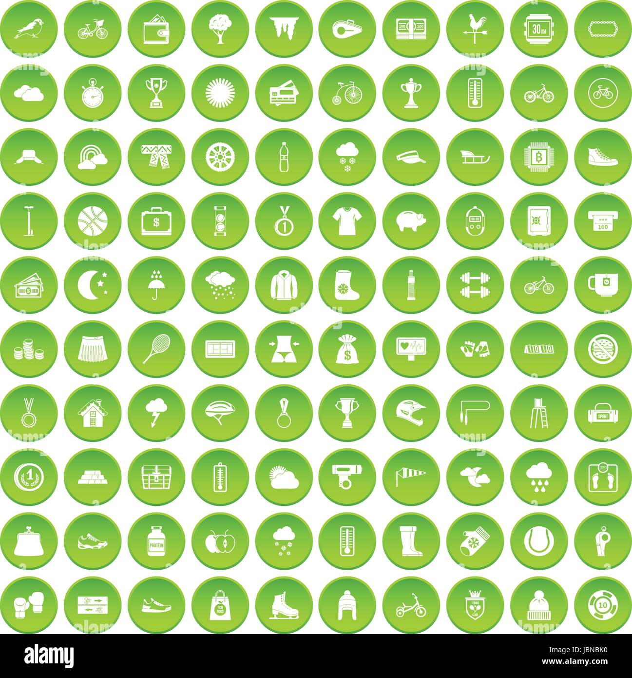 100 woman shopping icons set green circle isolated on white background ...