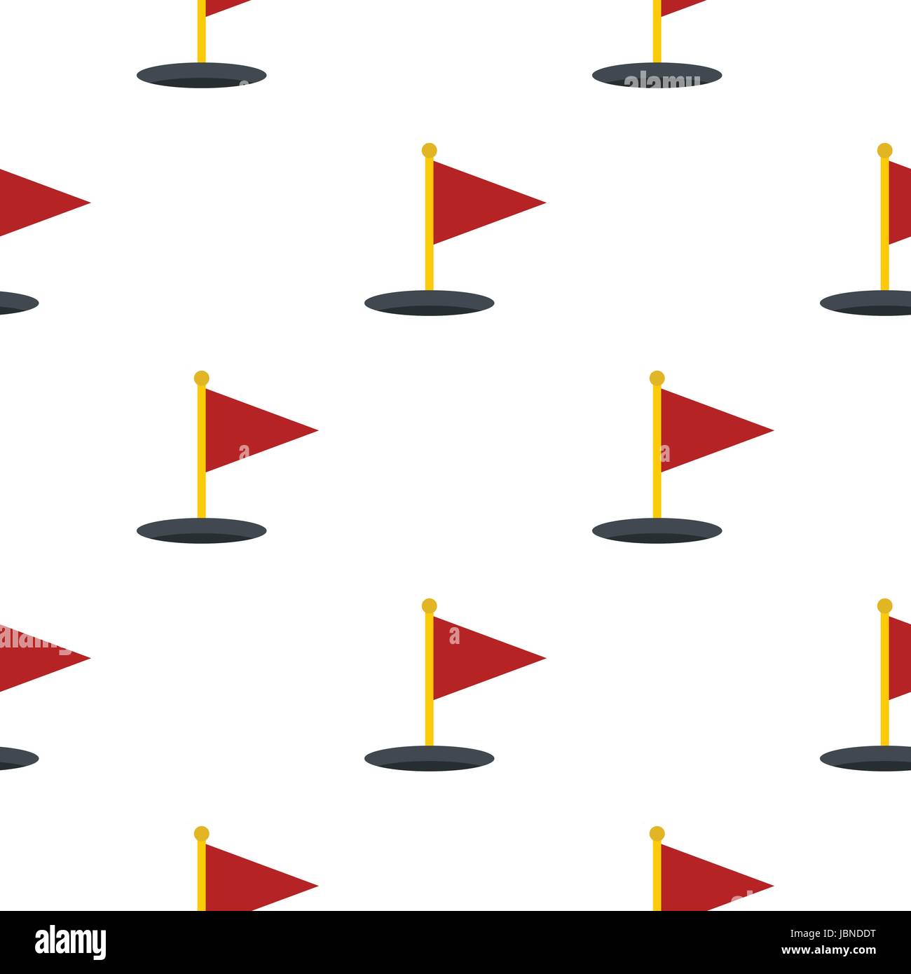 Red golf flag pattern seamless background in flat style repeat vector illustration Stock Vector