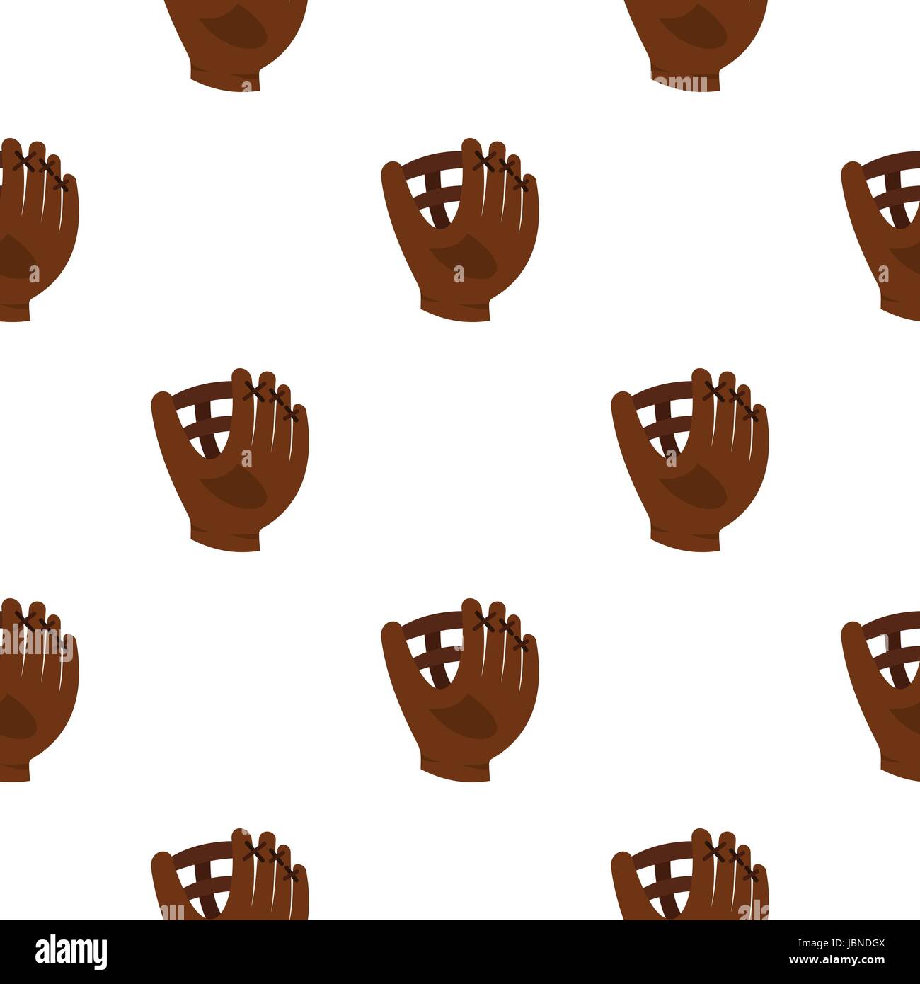 Brown leather baseball glove pattern seamless background in flat style