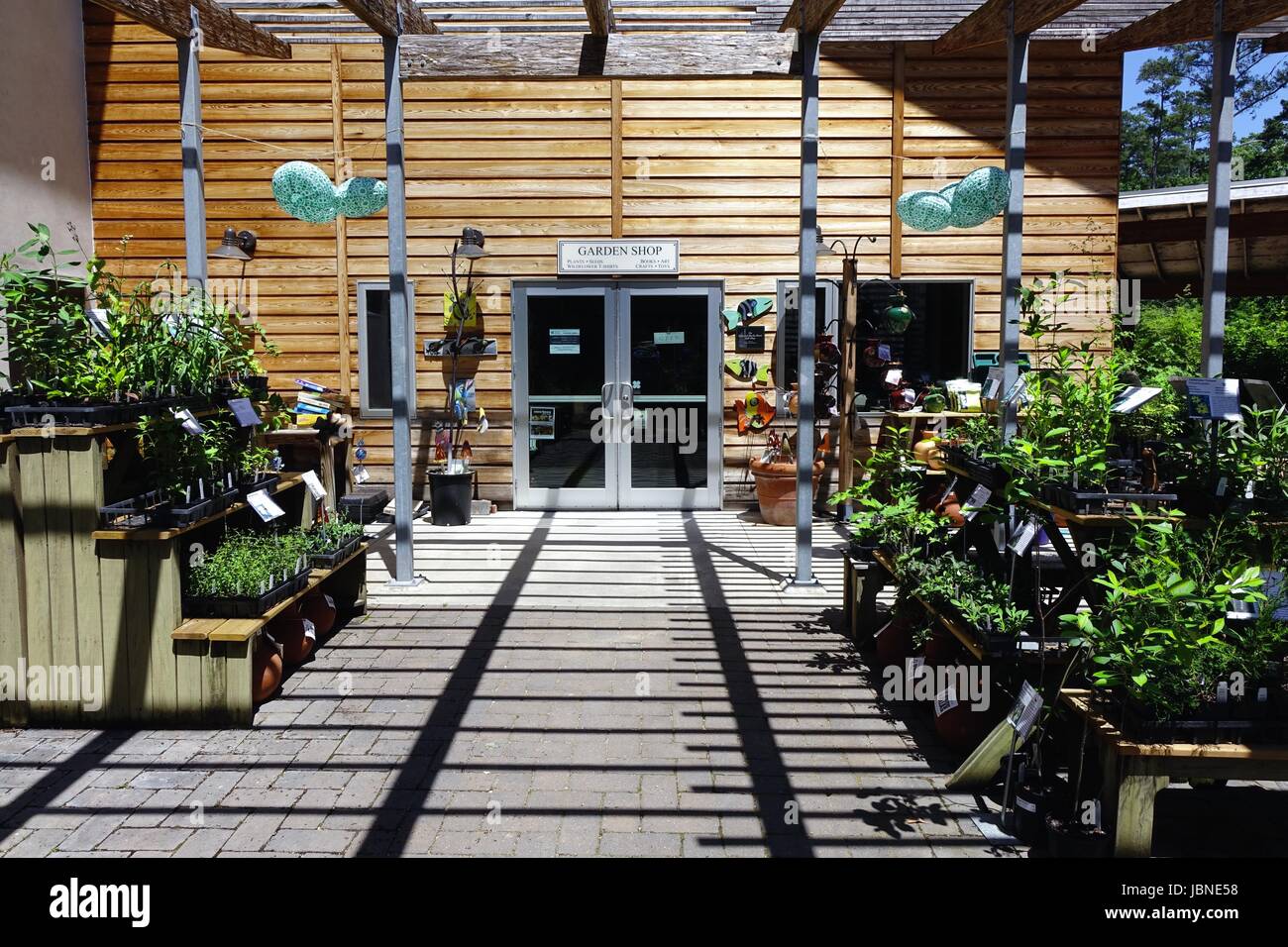 Entrance To The Garden Shop And Plant Display North Carolina Stock
