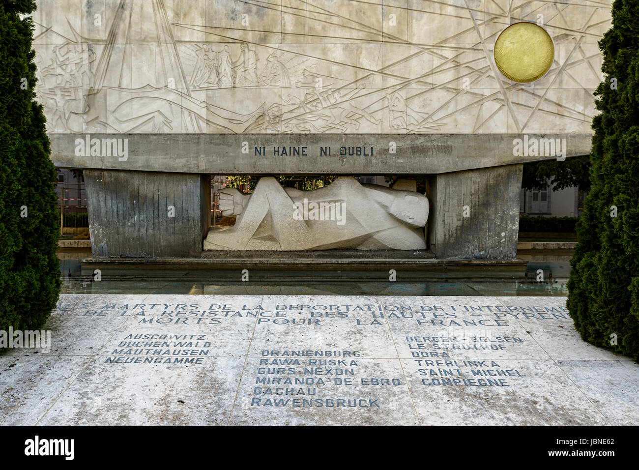 Neither hate nor forget, Memorial of the martyrs of the deportation, Tarbes, France. Stock Photo