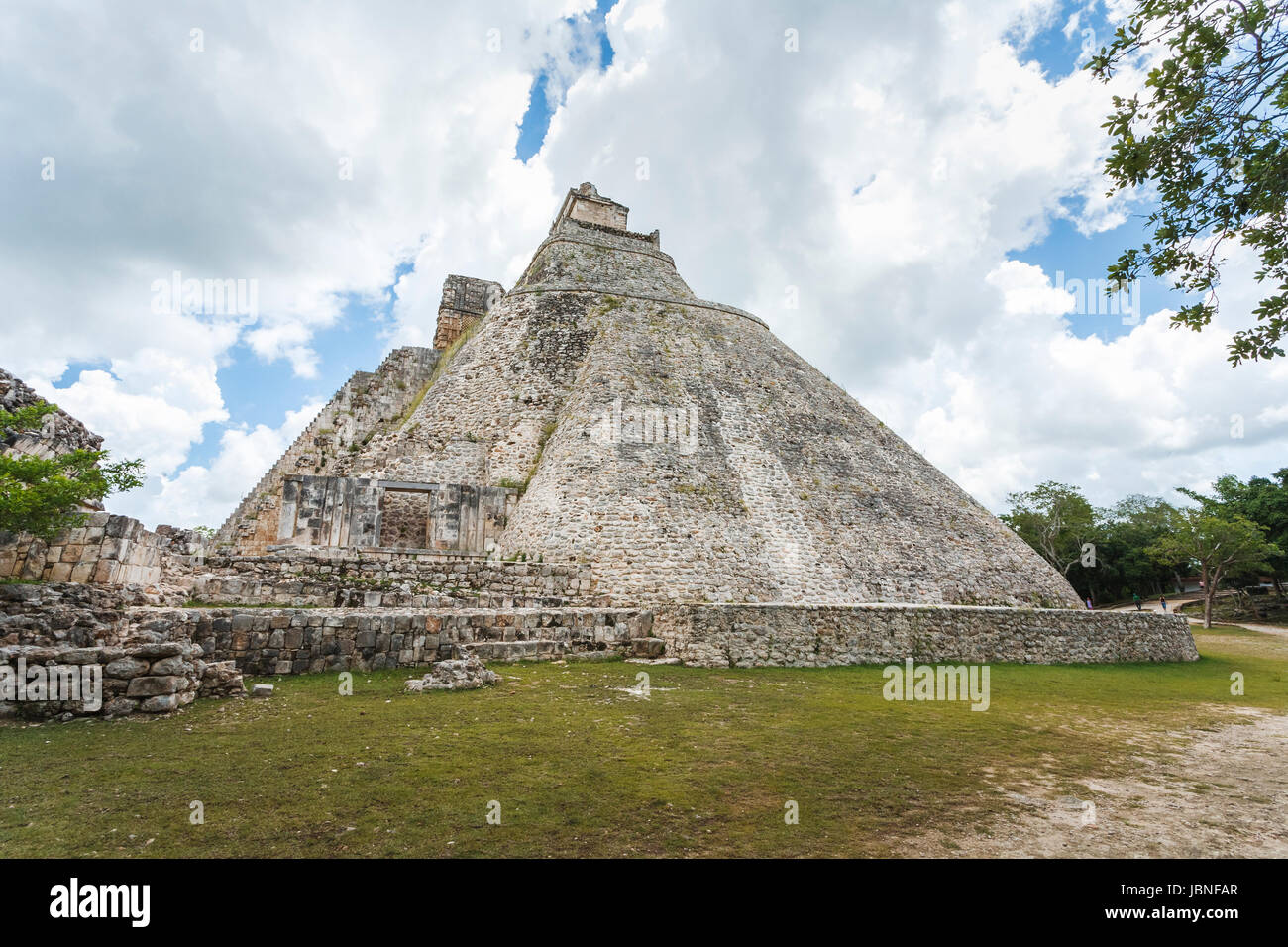 Pyramid of the Magician, Uxmal, an ancient Mesoamerican Maya city and archaeological site near Merida, Yucatan, Mexico, a UNESCO World Heritage Site Stock Photo