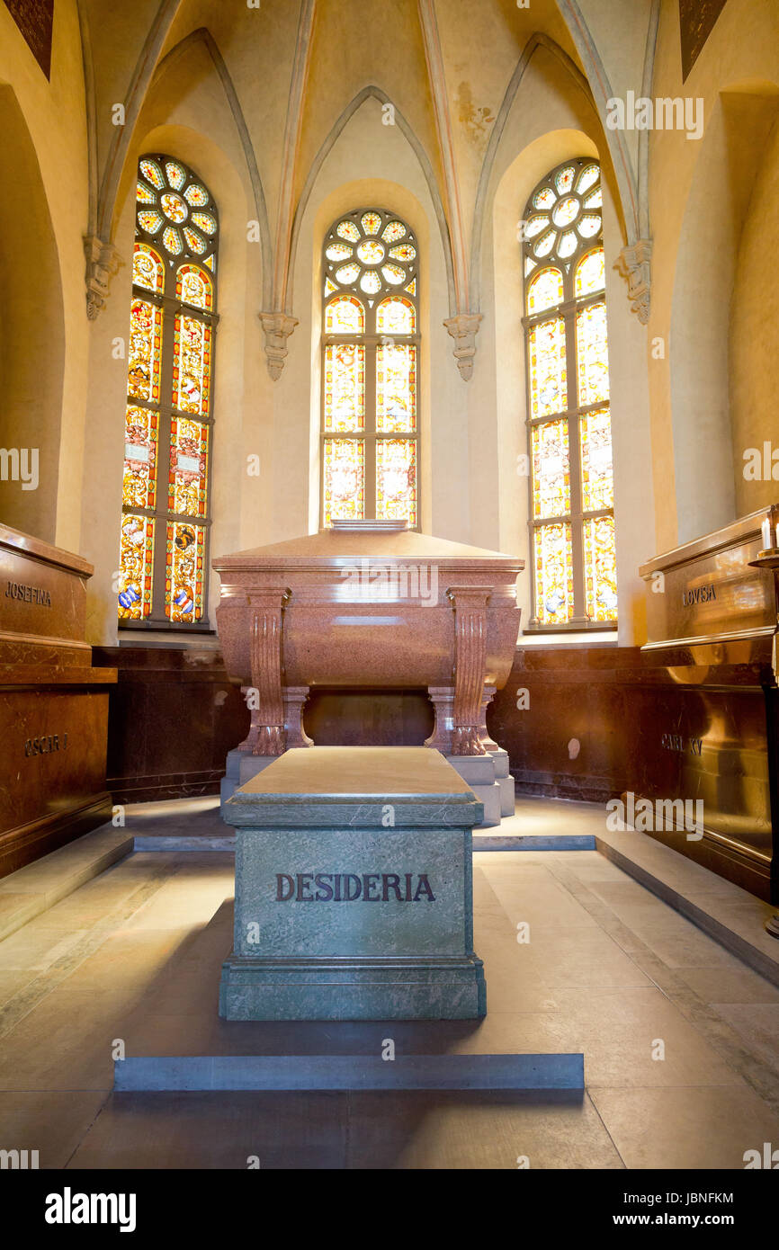 Stockholm, Sweden - Drottning Desideria's sarcophagus at Riddarholmskyrkan (Riddarholm Church ) Riddarholmen Stock Photo