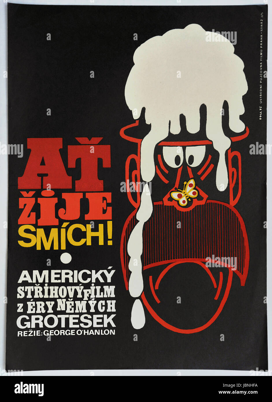Anything For Laughts. Original Czechoslovak movie poster, 1975. American comedy of George O'Hanlon, 1951. Stock Photo