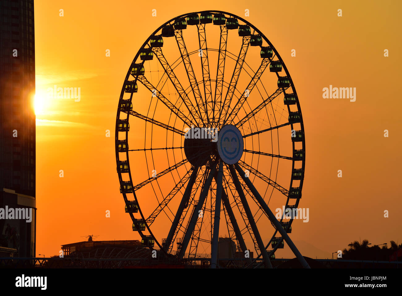 Aerial of the new observation wheel, and the International Commerce Center ICC, Hong Kong, China.hong kong Stock Photo
