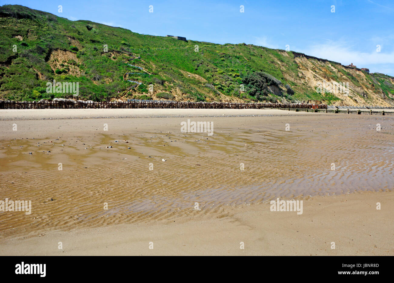 A view of the west beach and cliffs on the North Norfolk coast at