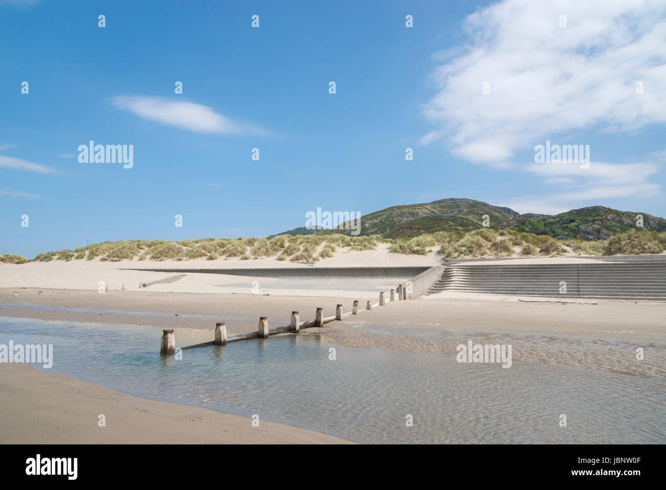 Barmouth beach on the North western coast of Wales. Stock Photo
