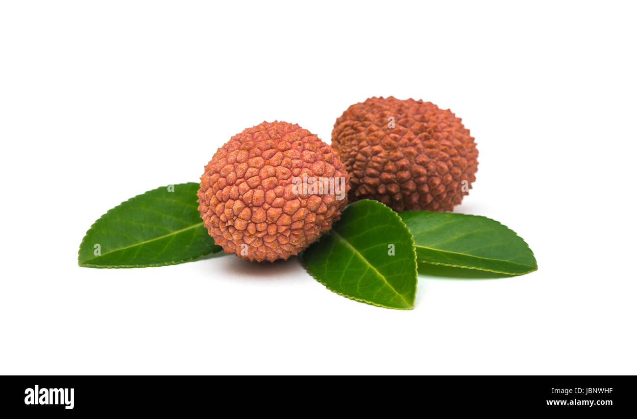 Lychees fruits on white background Stock Photo